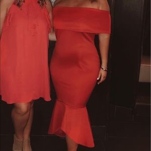 Red dress (right). Worn once. Excellent condition
